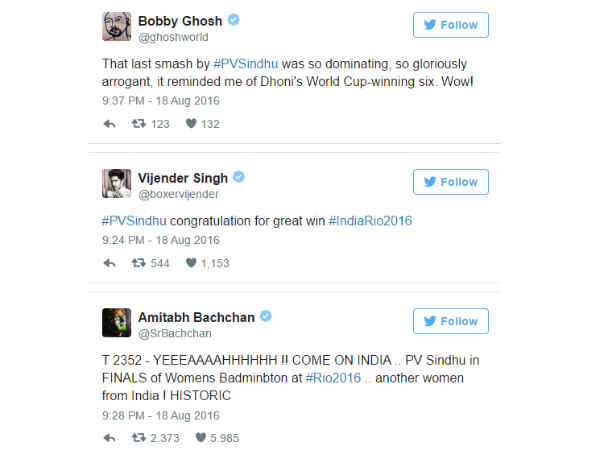  సాక్షి, సింధులపై దేశవ్యాప్తంగా ప్రశంసల వర్షం