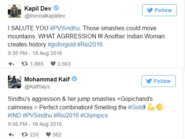 సాక్షి, సింధులపై దేశవ్యాప్తంగా ప్రశంసల వర్షం