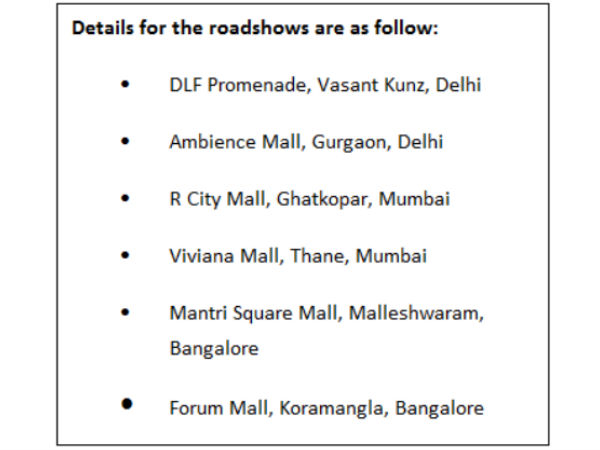ప్రత్యేకమైన రోడ్‌షోలు