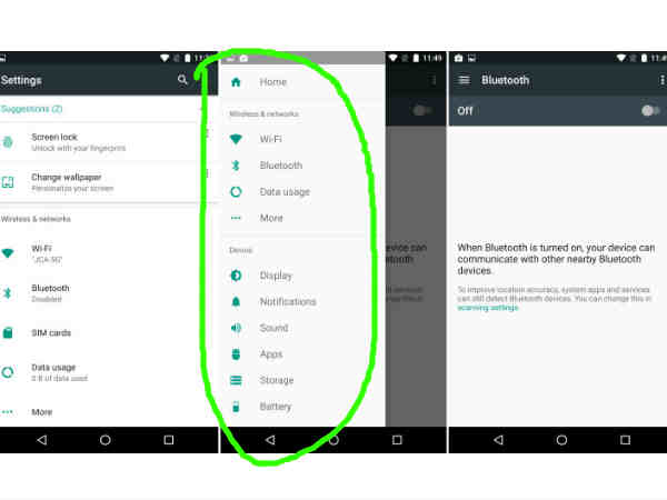 Android N Settings Menu