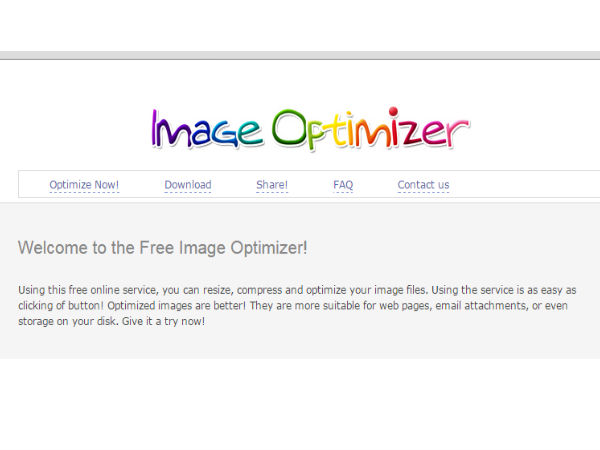 రెండవ ఆన్‌లైన్ టూల్ :  Image Optimizer