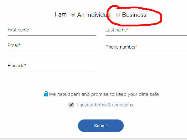 బిజినెస్‌ అనే ఆప్షన్‌ను