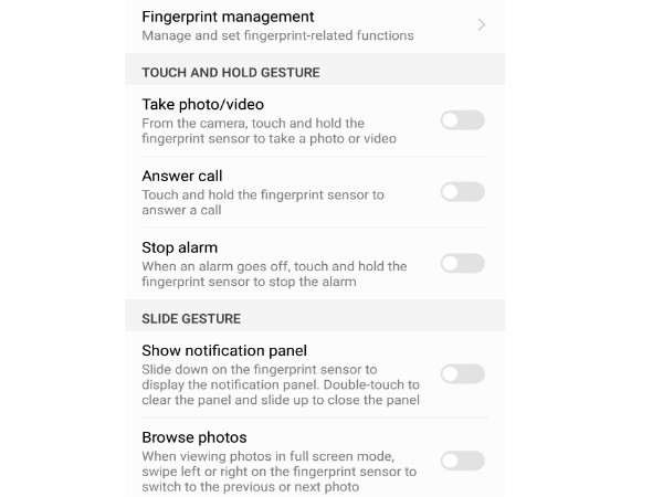 Fingerprint Scanner: Touch and Hold Gesture