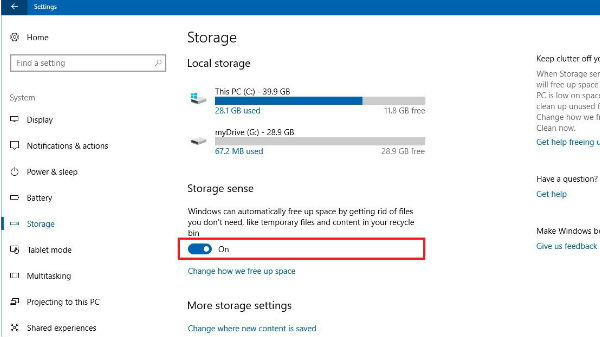 Storage Sense పేరుతో సరికొత్త ఫీచర్...