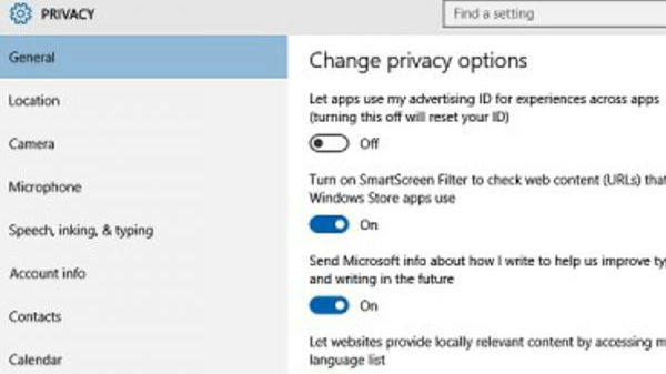 Changing privacy and Wi-Fi Sense settings