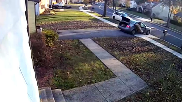 కారు లోపల టీవీ ను ఇరికించి.... 