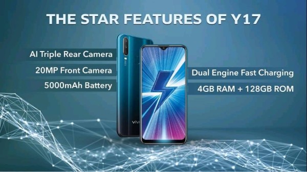 vivo y17 key specs include 20mp front camera 4 gb ram 128 gb storage