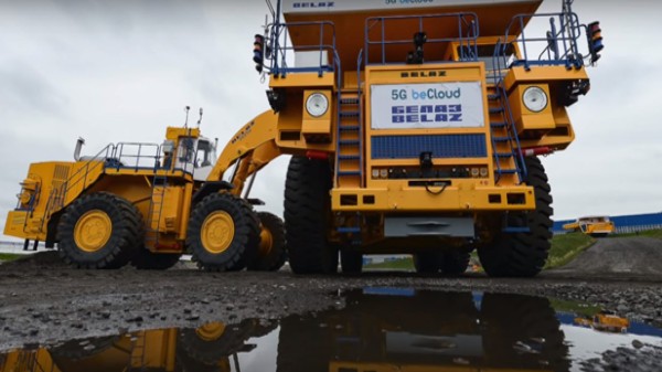 worlds biggest unmanned dump trucks connect 5g network