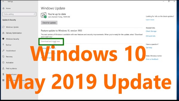 download and install the windows 10 may 2019 update