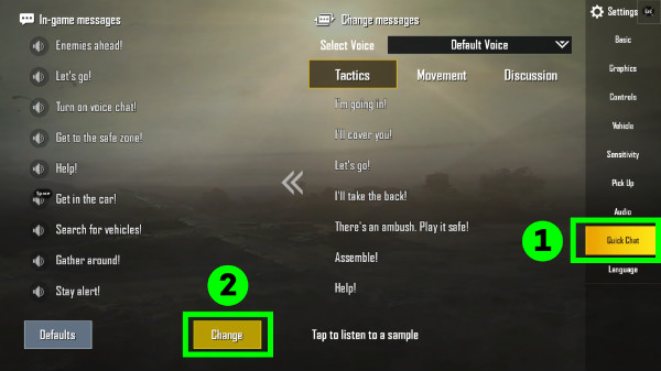 How To Change Quick Chat Voice On PUBG Mobile