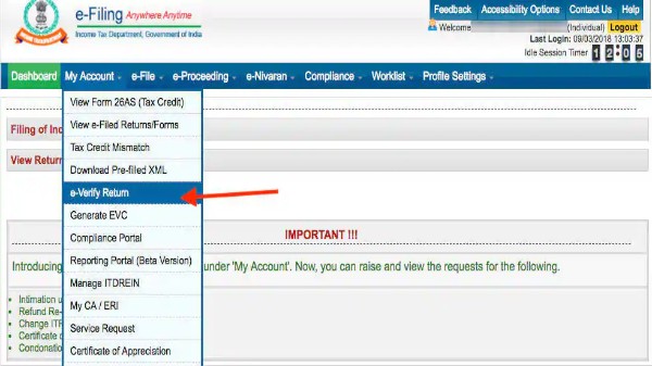 ఆధార్ ఉపయోగించి ITR-V ను ధృవీకరించడం: