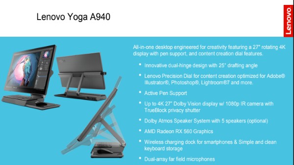లెనోవా యోగా A940 స్పెసిఫికేషన్స్: