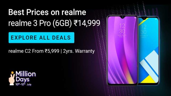 realme million days sale get up to rs 1000 off on realme 3 pro and extended 2 years warranty