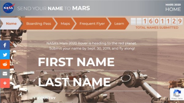 NASA Mars mission 2020: How to Send your Name to Mars