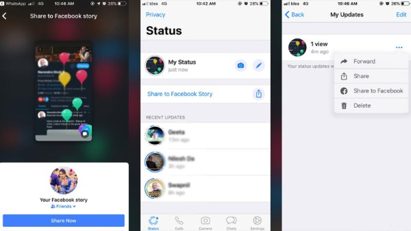 ఫేస్‌బుక్‌కు వాట్సాప్ స్టేటస్‌ను నేరుగా పంచుకోవడం
