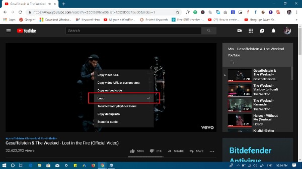 బ్రౌజర్‌లో యూట్యూబ్ వీడియోను లూప్‌లో ప్లే చేసే దశలు