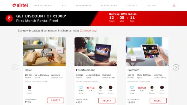 ఎయిర్‌టెల్ బ్రాడ్‌బ్యాండ్ ప్లాన్ 