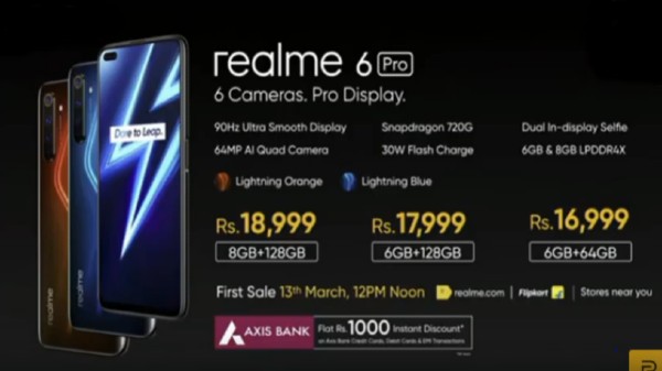 రియల్‌మి 6 ప్రో స్మార్ట్‌ఫోన్‌ ధరల వివరాలు 