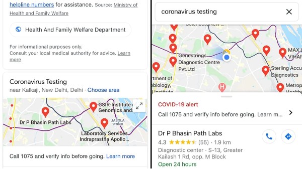 గూగుల్ మ్యాప్స్ లో COVID-19 ఫీచర్