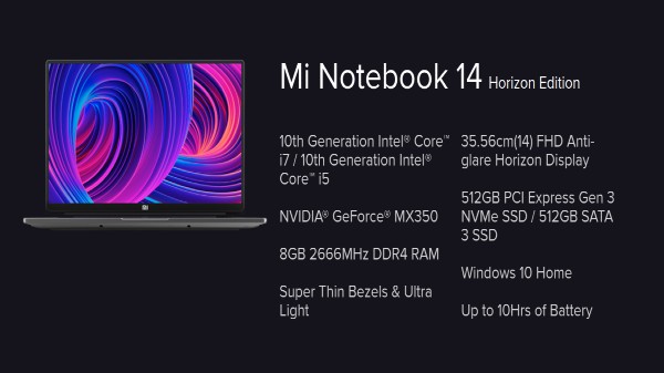 Mi నోట్‌బుక్ 14 హారిజోన్ ఎడిషన్ ల్యాప్‌టాప్‌ స్పెసిఫికేషన్స్ 
