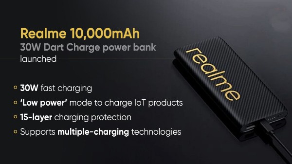 రియల్‌మి 30W డార్ట్ ఛార్జ్ 10000mAh పవర్ బ్యాంక్ స్పెసిఫికేషన్స్ 