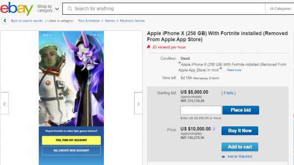 Fortnite గేమ్ ను ఇన్స్టాల్ చేసిన ఐఫోన్లను 