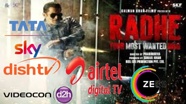 రాధే సినిమాను డిటిహెచ్ ఆపరేటర్లు ప్రసారం చేస్తున్న ఛానల్ నంబర్లు