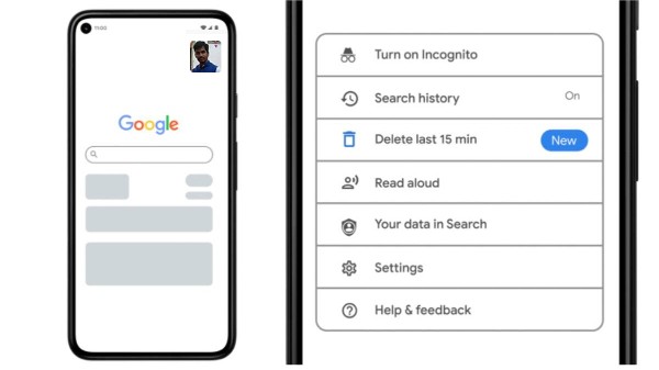 Google సెర్చ్ యాప్ లో చివరి 15 నిమిషాల హిస్టరీను తొలగించే విధానం