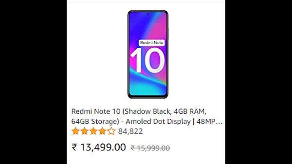 Redmi Note 10 (Shadow Black, 4GB RAM, 64GB Storage)