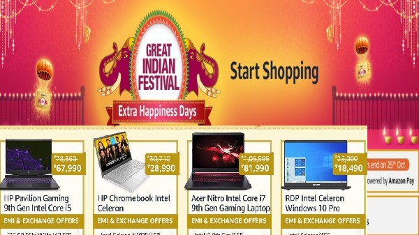 Amazon Great Indian Festival Extra Happiness Days Sale Today Block Buster Deals on Laptops