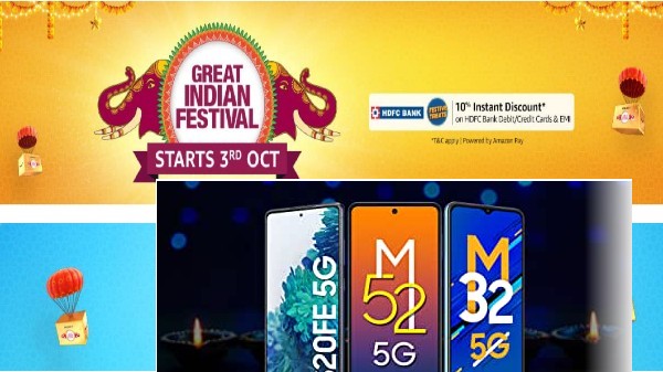 Amazon Great Indian Festival Sale Deals: Up to Rs.3000 Discount Offer on Samsung Galaxy M52 5G Phone