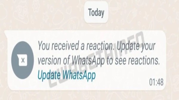 వాట్సాప్లో రియాక్షన్ నోటిఫికేషన్లు