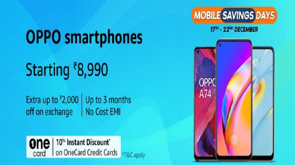 Amazon Mobile Savings Days Sale Offers More Discounts on Buying a Oppo Brand Smartphones 