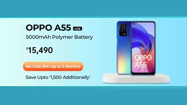 OPPO A55 (Mint Green, 64 GB) (4 GB RAM)