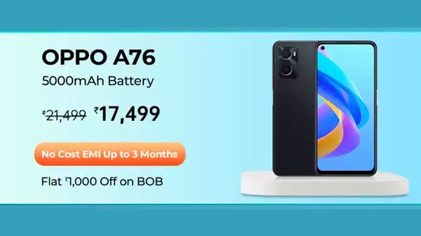 OPPO A76 (Glowing Black, 128 GB) (6 GB RAM)