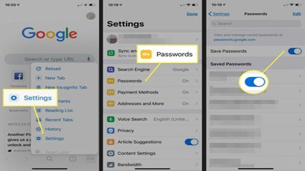 iPhoneలో క్రోమ్ నుండి పాస్వర్డ్లను ఉపయోగించడానికి ఇతర యాప్లను అనుమతించే విధానం
