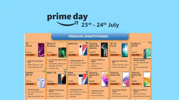 Amazon లో ప్రైమ్ డే సేల్.. మొబైల్స్పై ఆఫర్లు చూస్తే మతి పోతుంది! Amazon లో ప్రైమ్ డే సేల్.. మొబైల్స్పై ఆఫర్లు చూస్తే మతి పోతుంది!