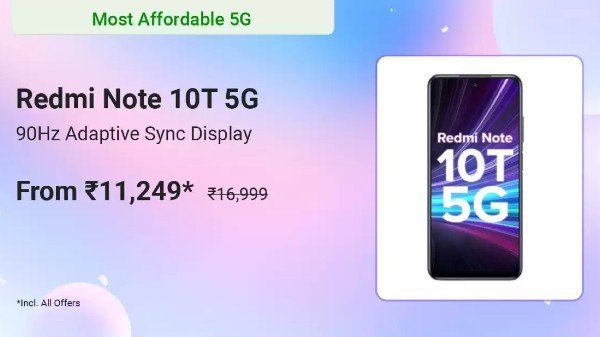 REDMI Note 10T 5G (Graphite Black, 128 GB) (6 GB RAM)