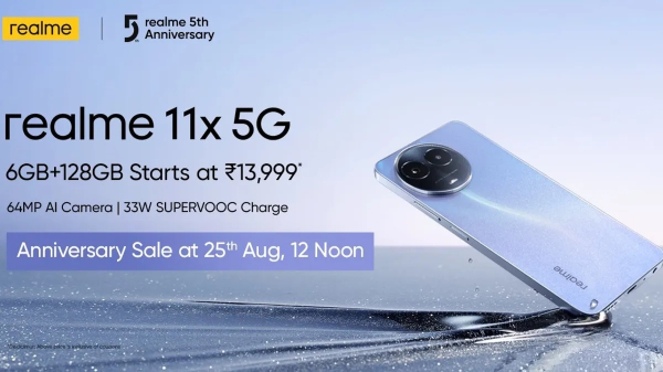 Realme 11X 5G Sale Live In India Through Flipkart. Price,Specifications And Offers Details Here.
