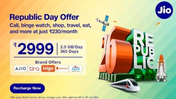 Reliance Jio Announces Republic Day Offer Benefits On Rs.2999 Annual Recharge Plan. Offer Benefits Details Here