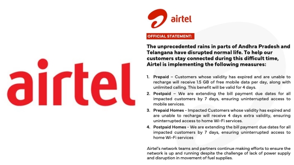 Airtel announced free data for flood victims Airtel announced free data for flood victims
