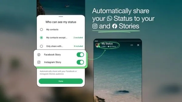 Whatsapp status can be shared